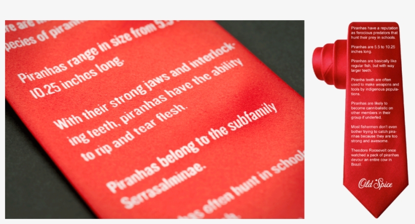 Old Spice- Father's Day 'facts About Piranhas' Necktie - Paper, transparent png #3068566