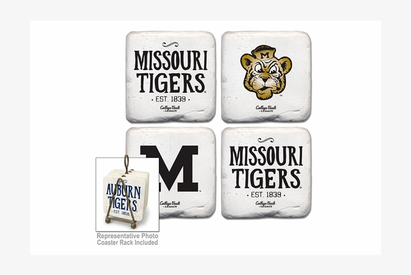 Missouri Tigers Vintage Logo 4 Pack Tumbled Stone Coaster - Legacy Syracuse Coaster Set, transparent png #3070530