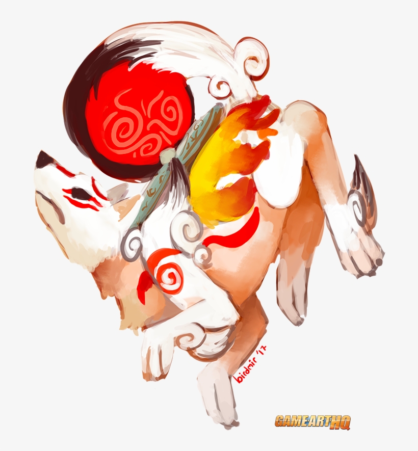 Amaterasu From Okami Drawn For The Game Art Hq Video - Dog, transparent png #3072546