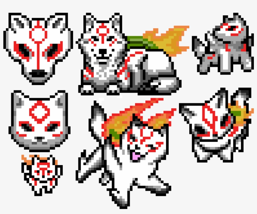 Amaterasu Stamp Sheet - Tribal Wolf W/feathers Perler Necklace, transparent png #3073072