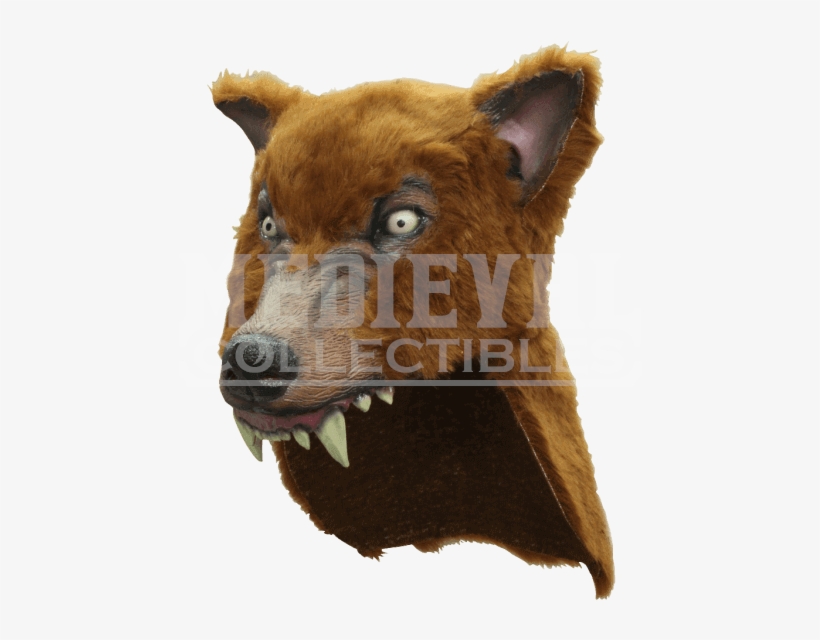 Brown Wolf Head Mask - Deluxe Brown Werewolf Mask Headpiece, transparent png #3073208