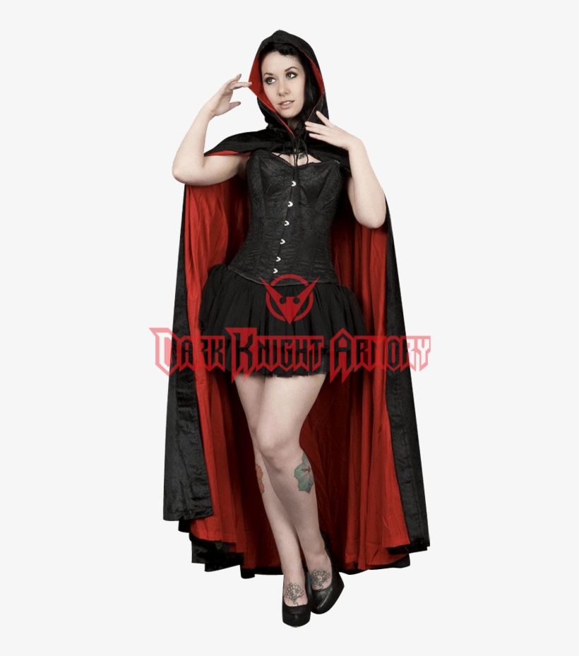 Black And Red Velvet Hooded Cape - Clothing, transparent png #3073931
