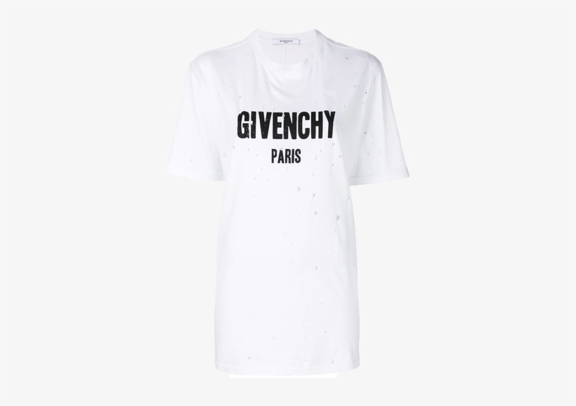 Distressed Logo Print T-shirt - Harvey Nichols Givenchy Icon Medium Blush Leather Pouch, transparent png #3074056