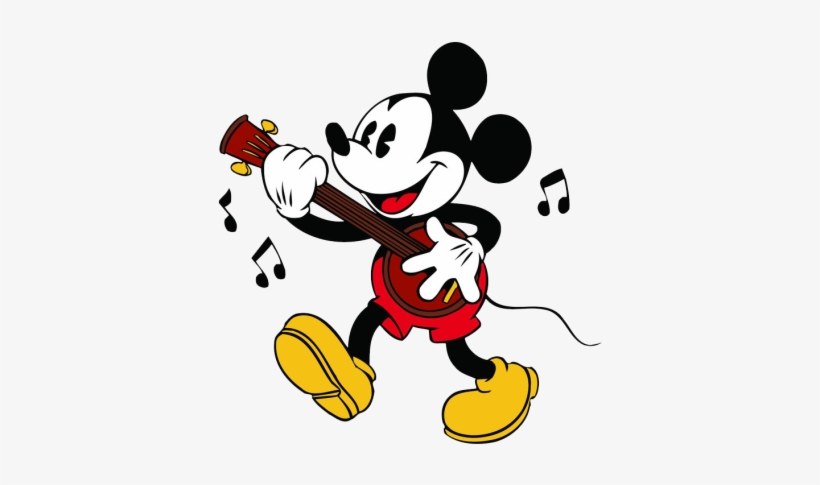 Printable Funny Mickey Mouse Standing In Rain With - Mickey Mouse Playing Instruments, transparent png #3077015