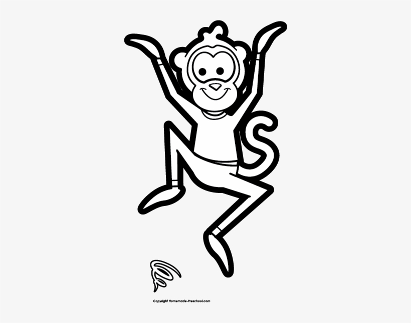 Monkey Black And White Free Monkey Clipart - Monkey Jumping Clipart Black And White, transparent png #3077855