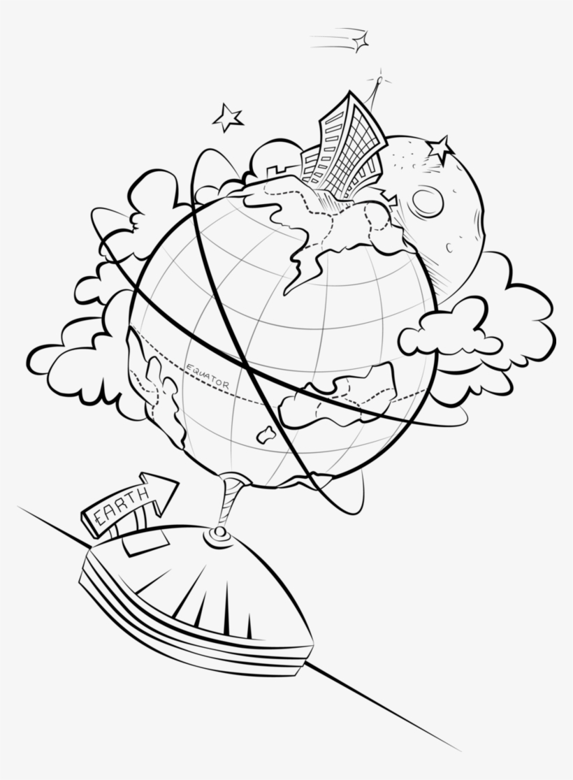 Earth Line Drawing At Getdrawings - Creative Drawing Of Earth, transparent png #3079464