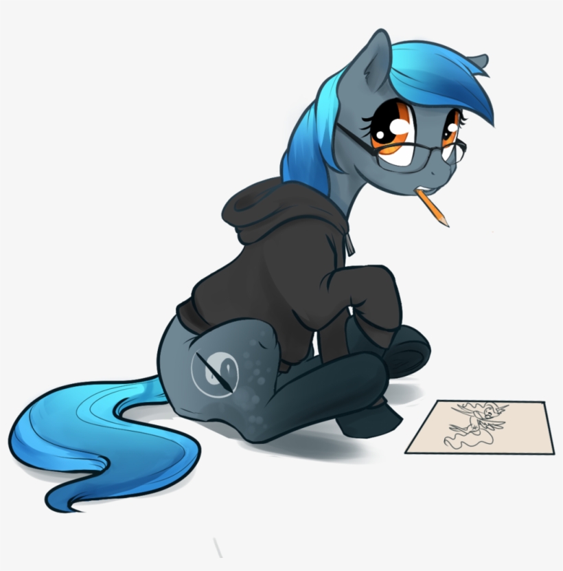 Silfoe, Clothes, Drawing, Earth Pony, Glasses, Hoodie, - Horse, transparent png #3079572