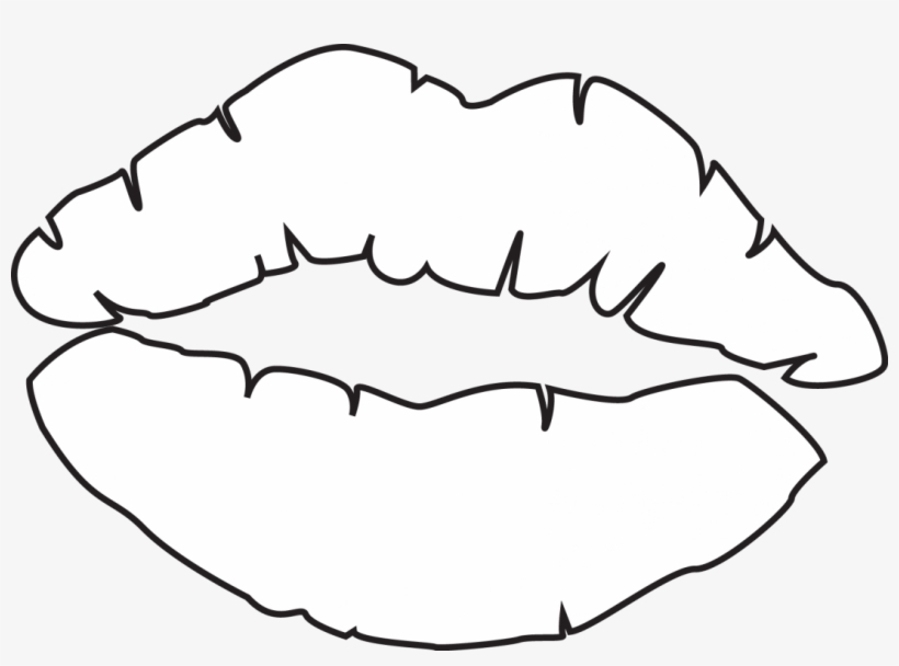 Printable Lips Template Outline - Kiss Lips Coloring Page, transparent png #3079695