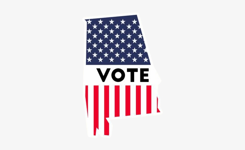 98787049 Usa Presidential Election 2016 Vote Sticker - Alabama State Outline American Flag, transparent png #3080011