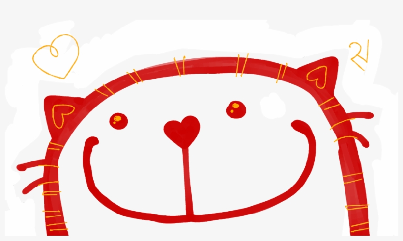 Red Cat Outline - Heart, transparent png #3080348