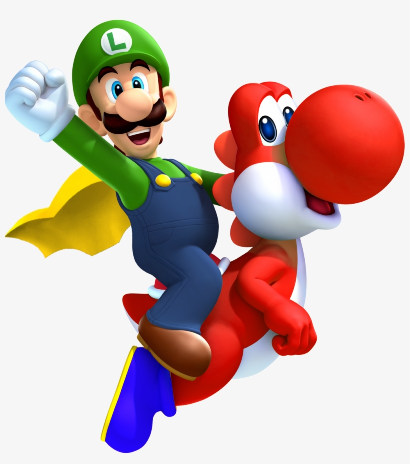 Cape Luigi And Red Yoshi - Luigi Bros, transparent png #3080409