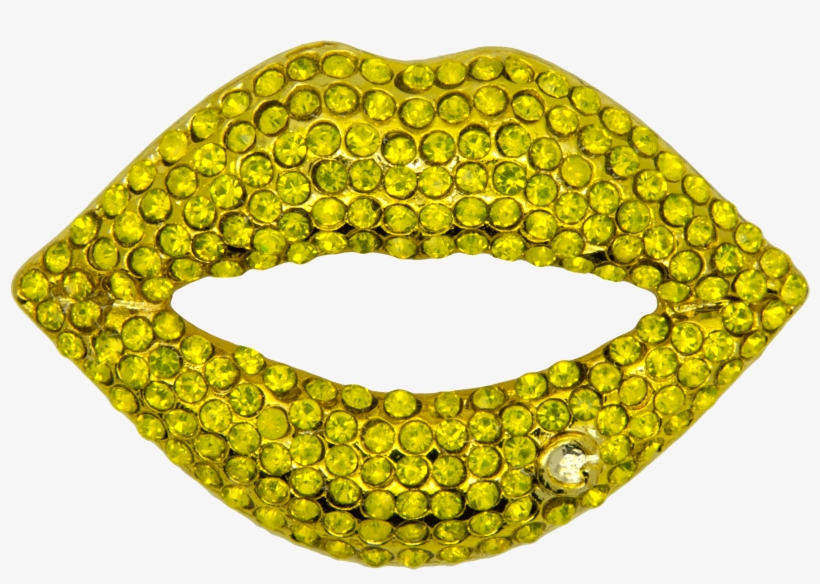 Rhinestone Lips Pin, Gold - Ring, transparent png #3081243
