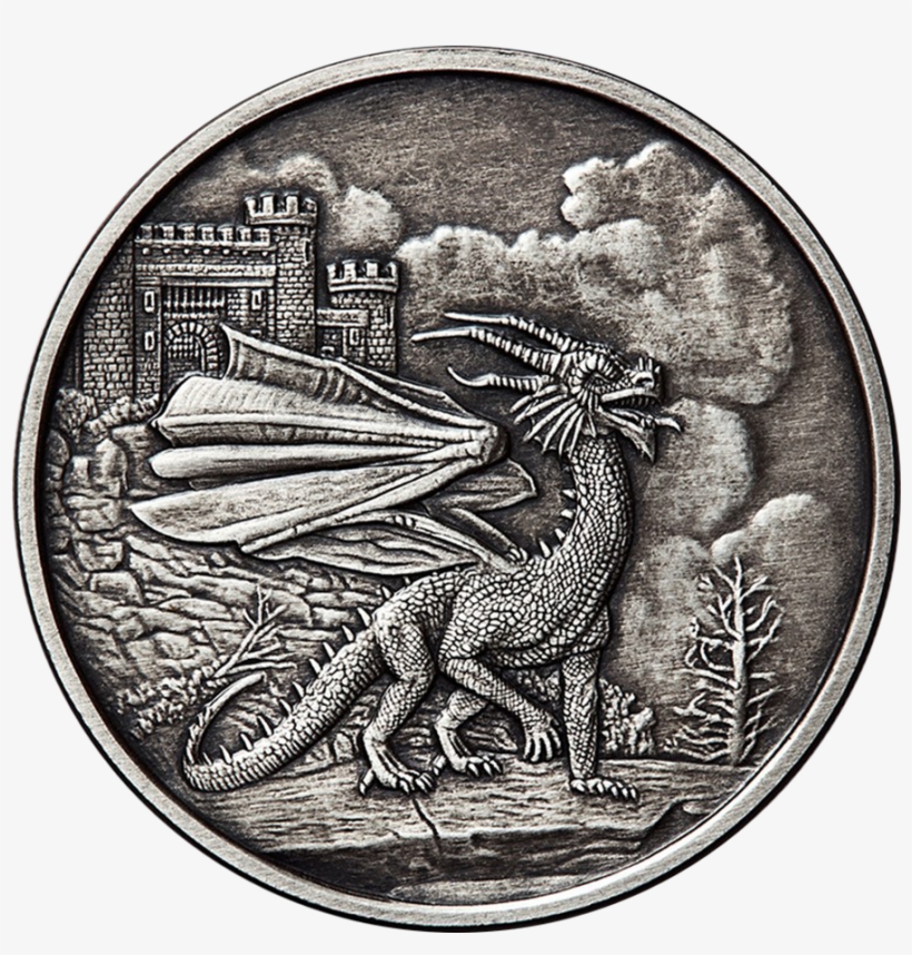 Welsh Red Dragon Antique 5oz Silver Round - Welsh Dragon, transparent png #3081545