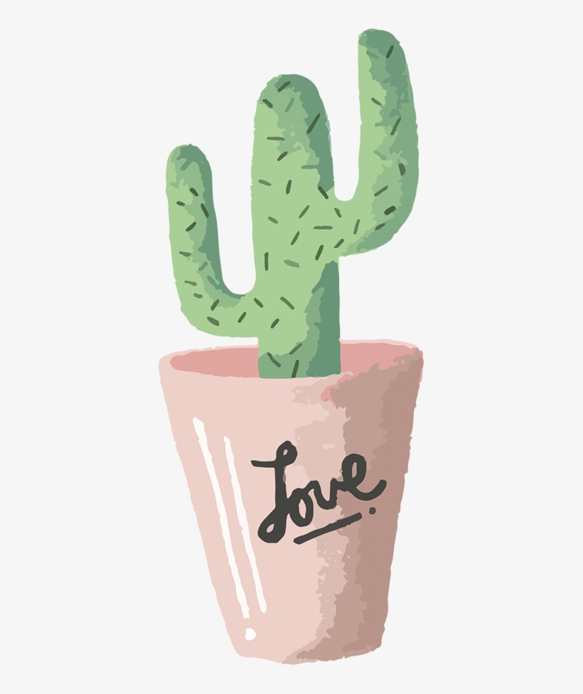 Cactus Pot Love Wall Sticker Tenstickers - Stickers Logo De Ace Kpop, transparent png #3082719