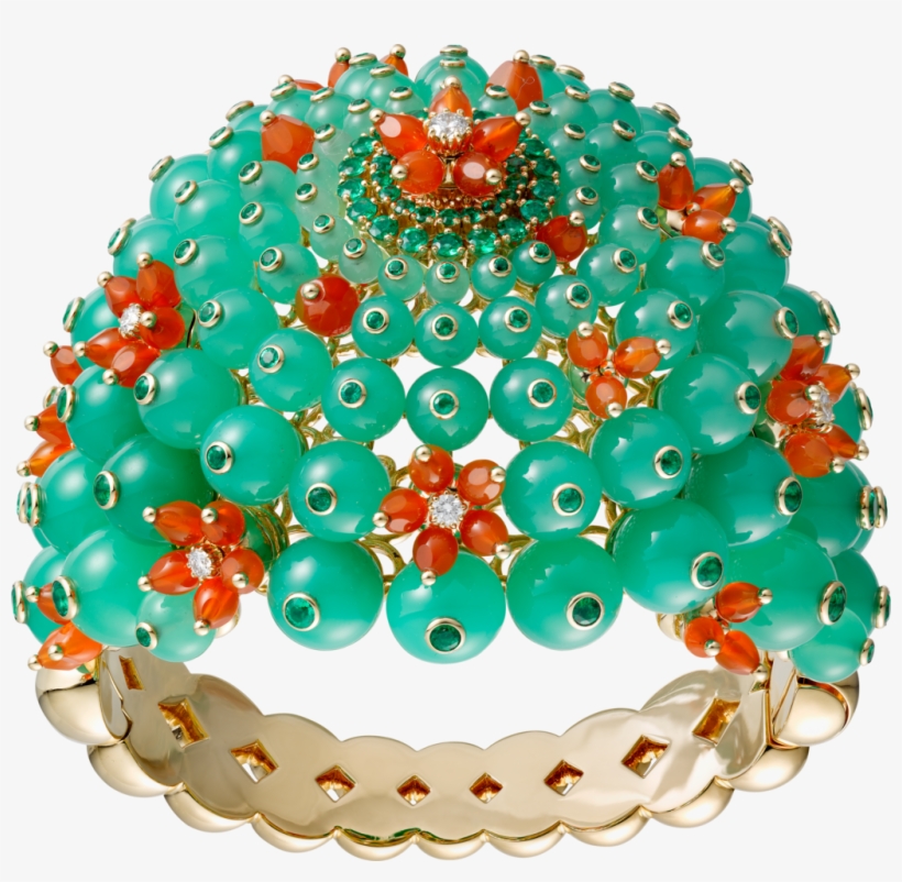 Cactus De Cartier Braceletyellow Gold, Emeralds, Chrysoprases,, transparent png #3082778