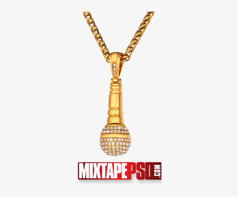 Share This Image - Necklace Microphone Pendant Chain Iced Out Crystal, transparent png #3083721