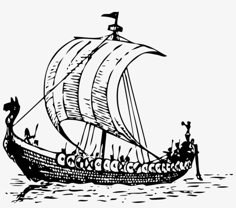 Let's Get The Big One Out Of The Way First - Black And White Viking Ship, transparent png #3084002