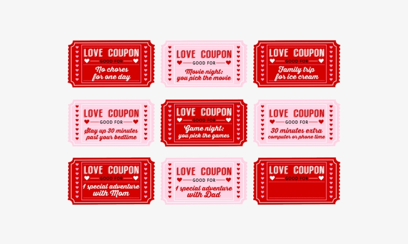 Free Printable Love Coupons For Kids On Valentine 39 - Love Coupons, transparent png #3084390