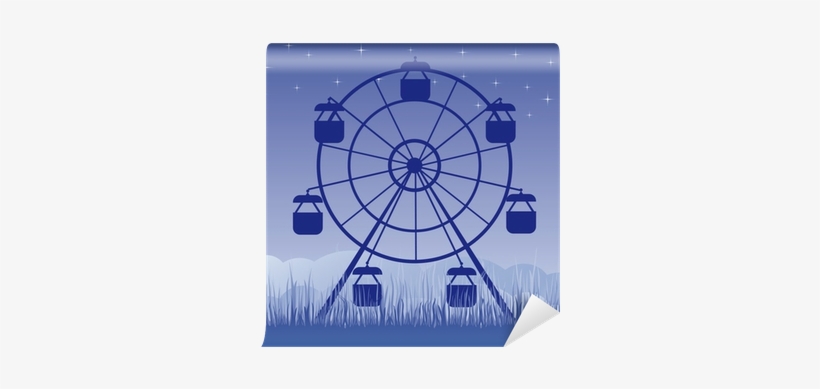 Ferris Wheel Vector Illustration - Ferris Wheel Amusement Park Cartoon, transparent png #3084513