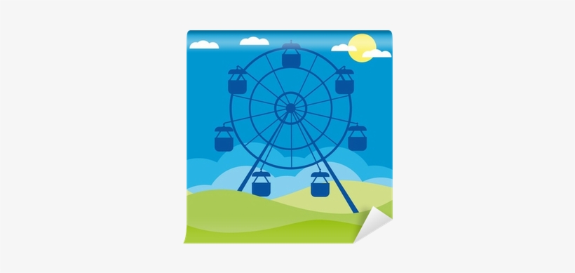 Ferris Wheel Vector Illustration - Ferris Wheel Amusement Park Cartoon, transparent png #3085024