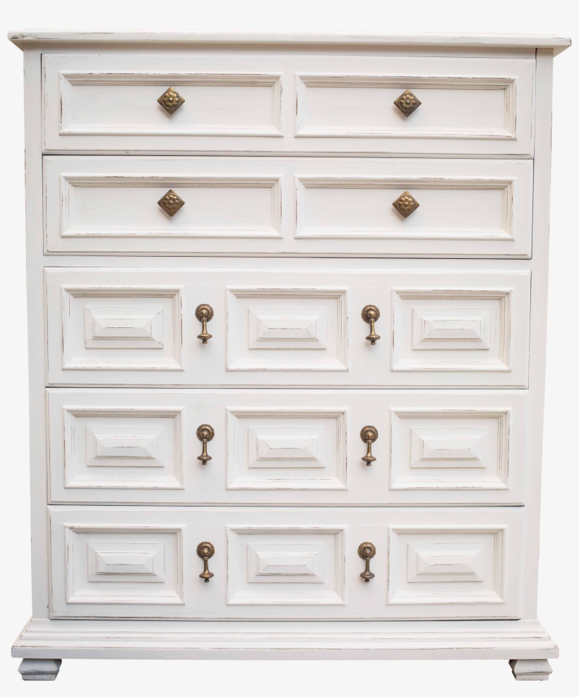 Dresser Has Been Painted In An Antique White Chalk - Chest Of Drawers, transparent png #3085884
