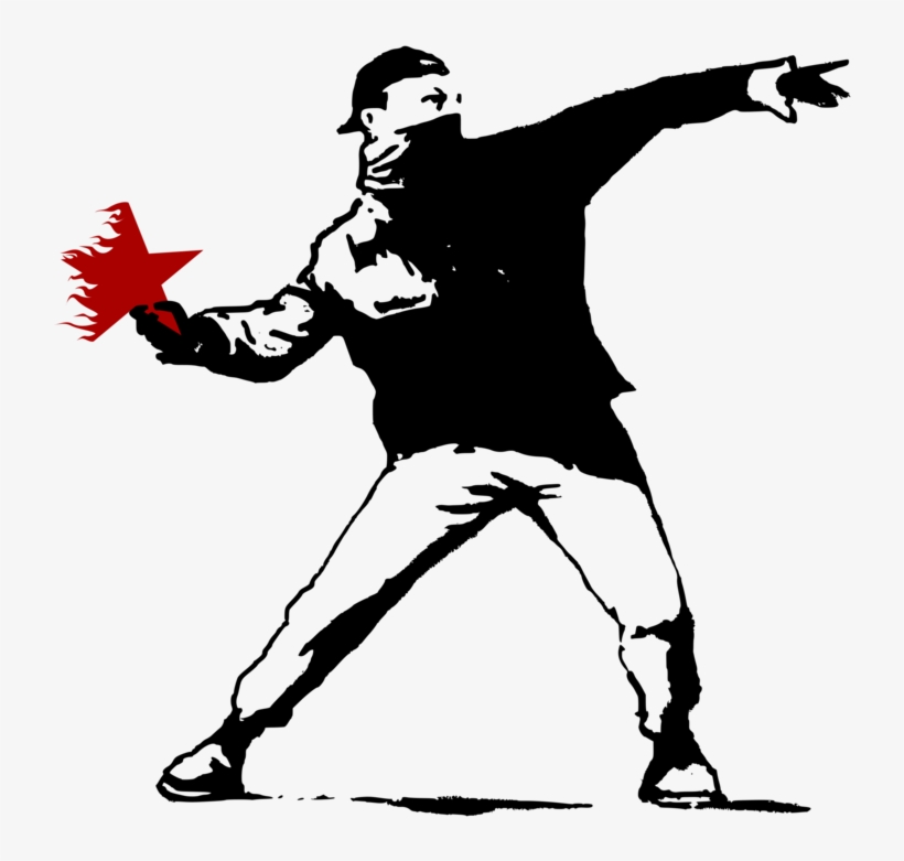 Street Art Balloon Girl Graffiti Molotov Cocktail - Man Throwing Molotov Cocktail, transparent png #3086889