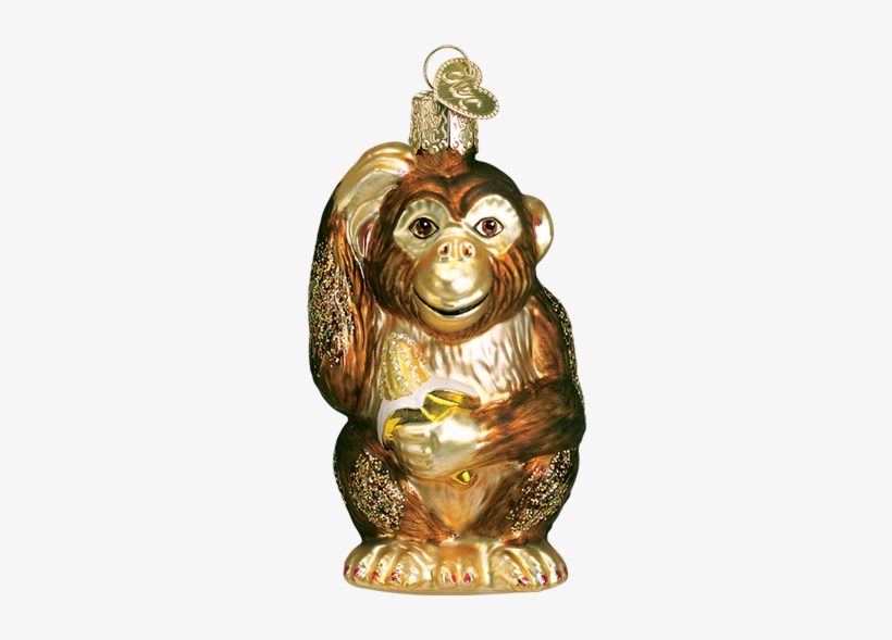Chimpanzee - Old World Christmas Chimpanzee Glass Ornament, transparent png #3086928