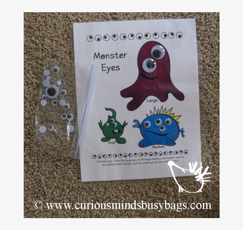Monster Eyes This Bag Focuses On Size Recognition - Kindergarten, transparent png #3088533