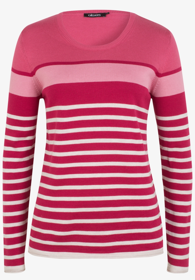 Pullover Horizontal Stripes - Armorlux Red Merino Woolen Dress, transparent png #3089357