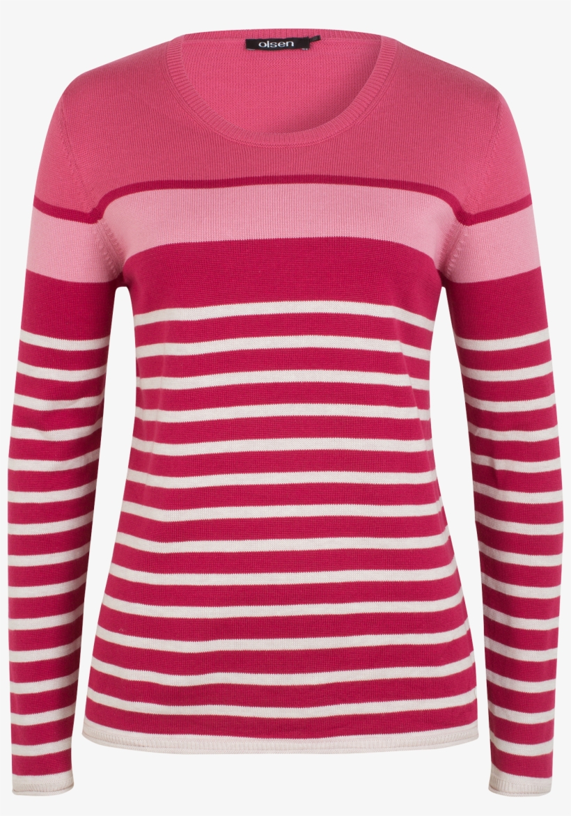 Pullover Horizontal Stripes - Armorlux Red Merino Woolen Dress, transparent png #3089357