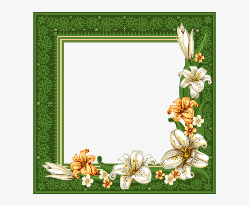 Green Transparent Frame With Flowers - Frames And Borders Flowers Green, transparent png #3089938