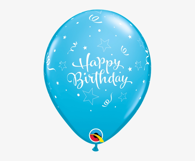 11" Birthday Shining Star Round Latex Balloons - Birthday Balloon Light Blue, transparent png #3091057