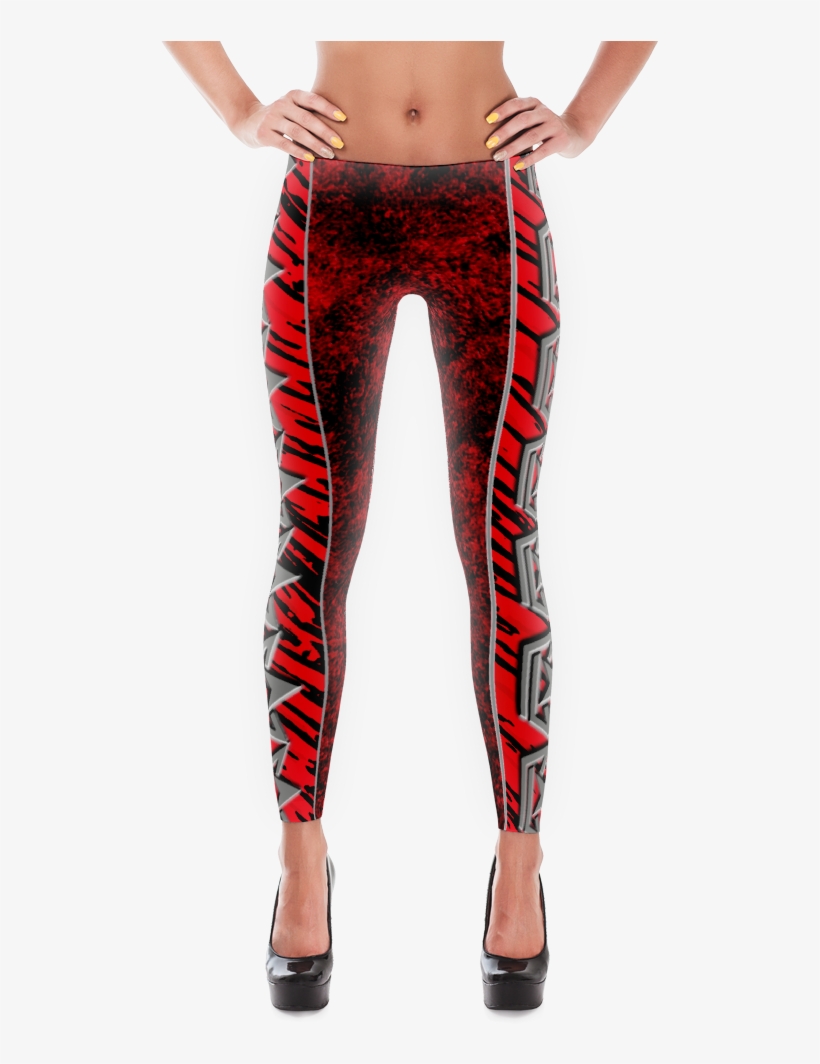 Black/red Grafitti With Side Logo Leggings - Red Flame Leggings, transparent png #3091180