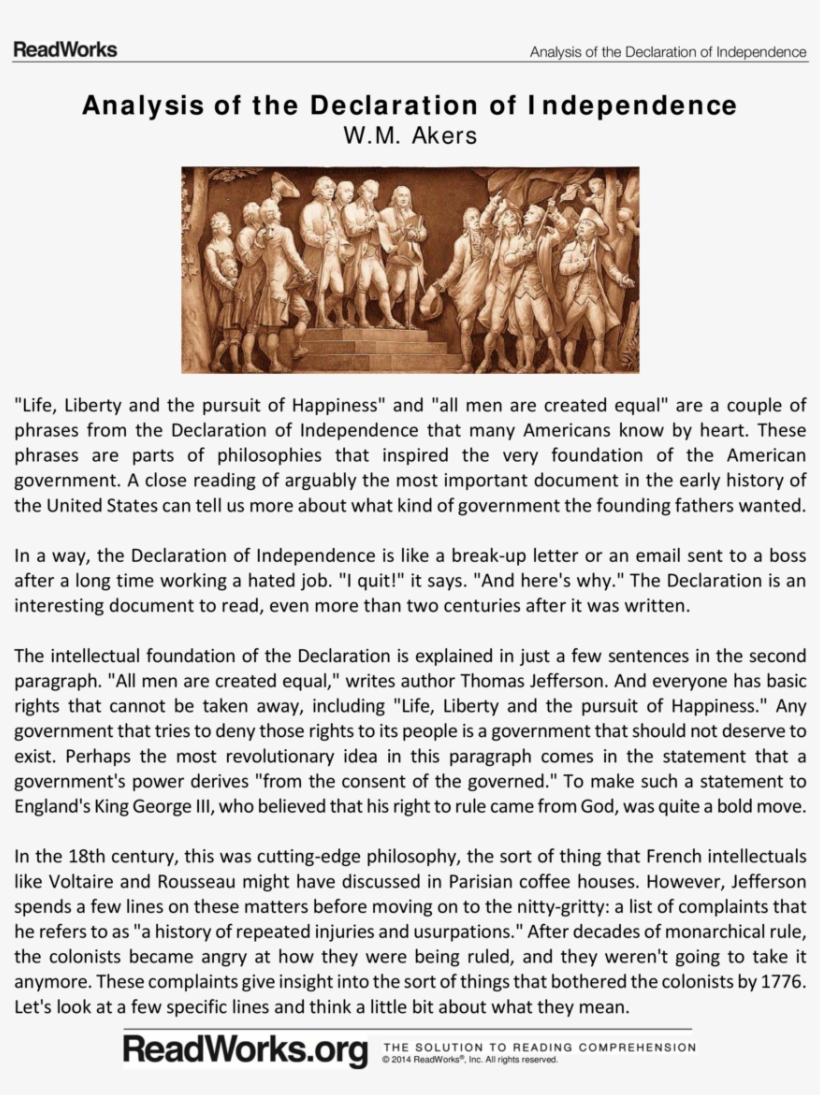 Analysis Of The Declaration Of Independence Analysis - Unabhängigkeitserklärung Grußkarte, transparent png #3093045