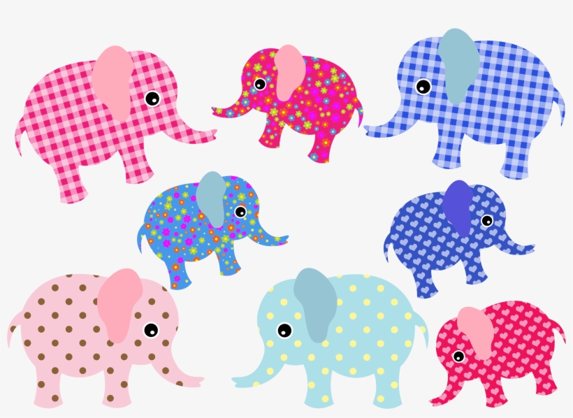 This Free Icons Png Design Of Colorful Retro Elephants, transparent png #3093933