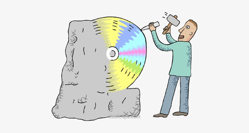 Man Carving A Cd Disk From A Stone Block Royalty Free, transparent png #3097718