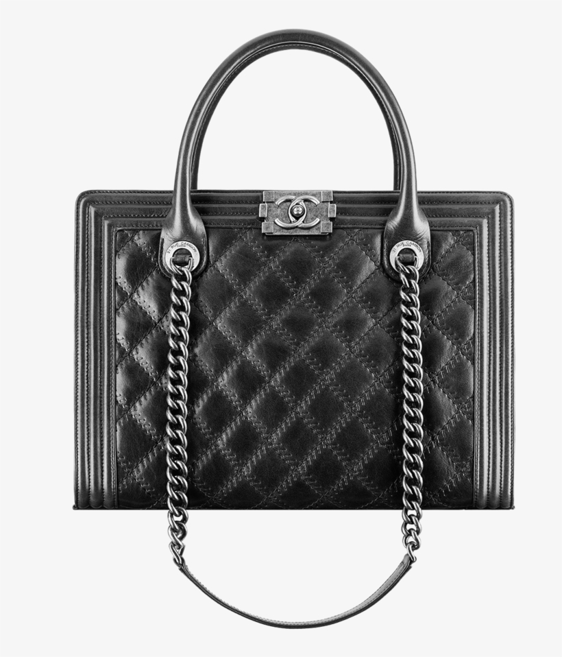 Chanel Black Boy Shopping Tote Large Bag - Chanel Boy Bag Shopping Tote, transparent png #3098843