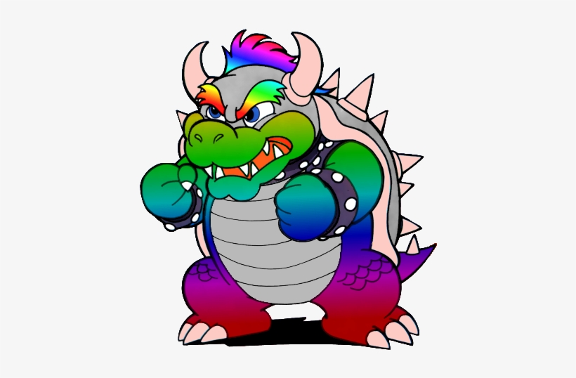 Rainbow Bowser 2d - Cartoon, transparent png #310678
