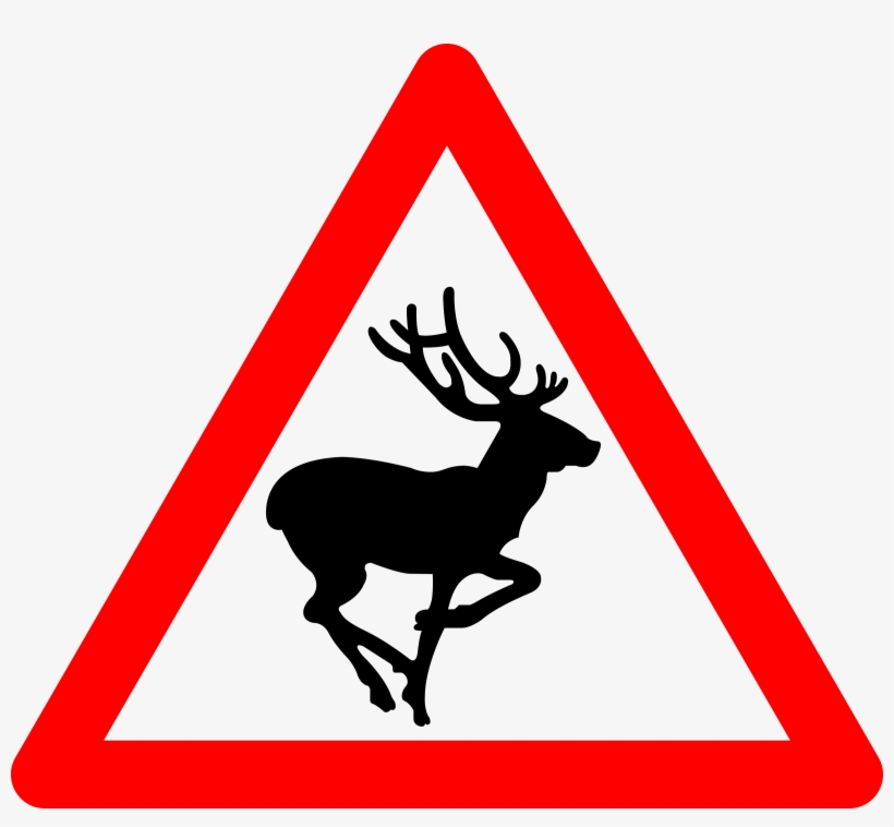 Big Image - Deer In Road Sign, transparent png #311010