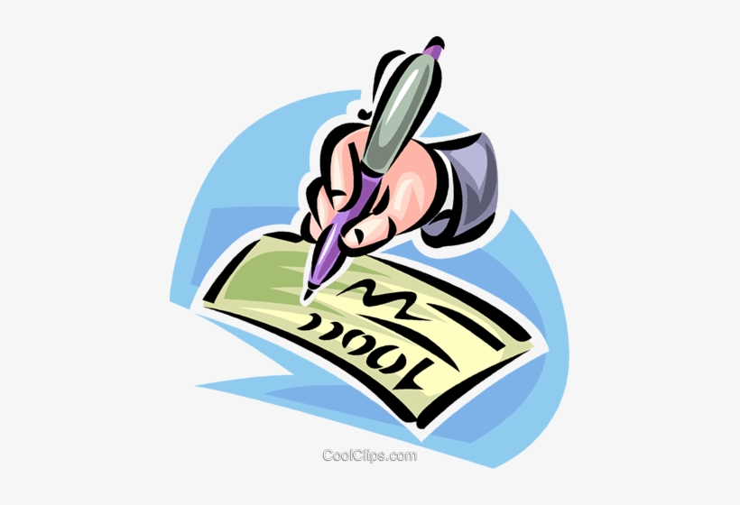 Hand With Fountain Pen Signing A Check - Signing A Check Clip Art, transparent png #312598