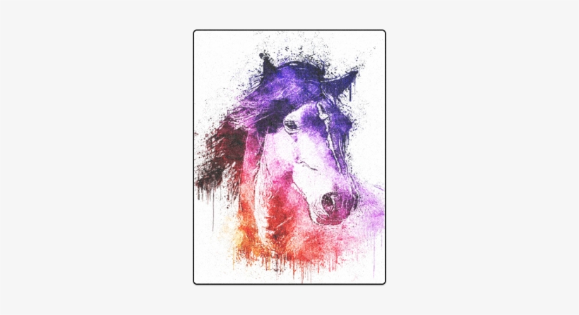 Watercolor Horse Blanket 50"x60" - Watercolor Horse Pillow Case, transparent png #313628