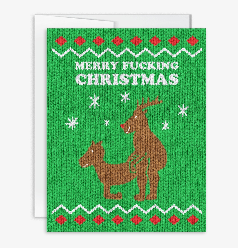 Merry Fucking Christmas Reindeer Card - Reindeer, transparent png #318416