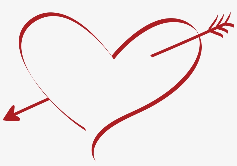 Free Clipart Of A Cupid Arrow Heart - Heart With Cupid Arrow, transparent png #318998