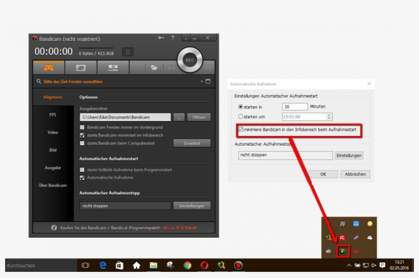 Während Der Aufnahme Das Tool In Den Infobereich Minimieren - Bandicam Serial Number 2017, transparent png #3101258