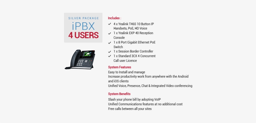 3cx Cloud Hosted Ipbx Small - Yealink Sip-t46s Voip Phone, transparent png #3104191