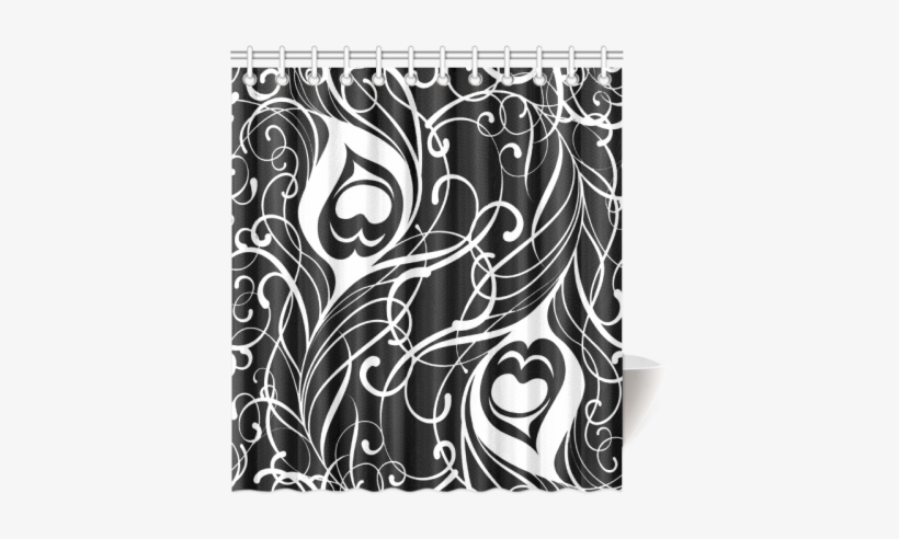 Custom Black And White Peacock Feather Shower Curtain - Wallpaper, transparent png #3104278