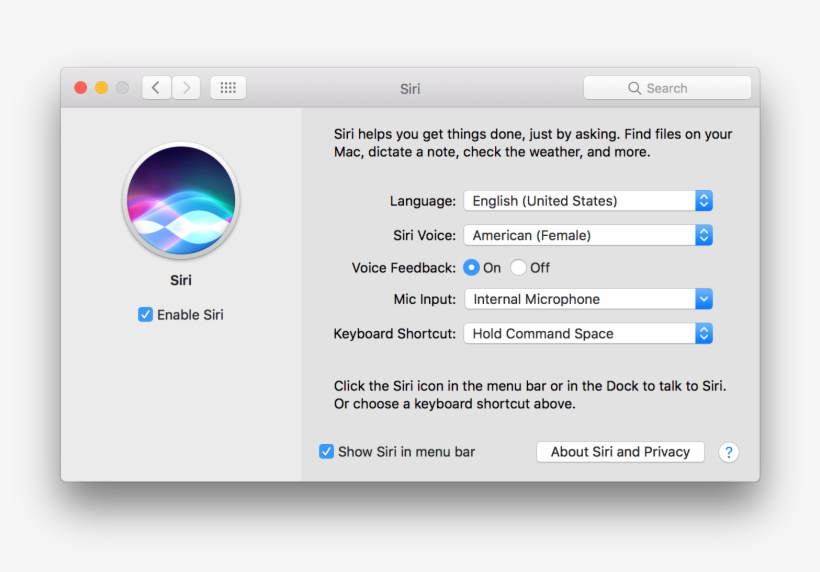 10 12 Sierra System Preferences Siri - Change Your Mac Language, transparent png #3104500