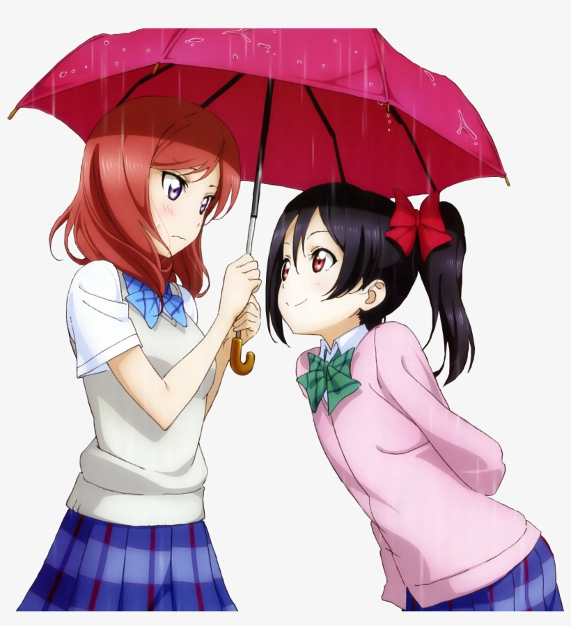 Two Of Us, Under The Umbrella, Maki And Nico Looking - Love Live School Idol Project Nico Maki, transparent png #3105336