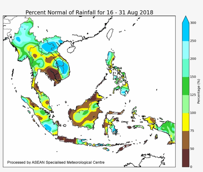 Percentage Of Normal Rainfall For 16 31 August - Indonesia, transparent png #3106421