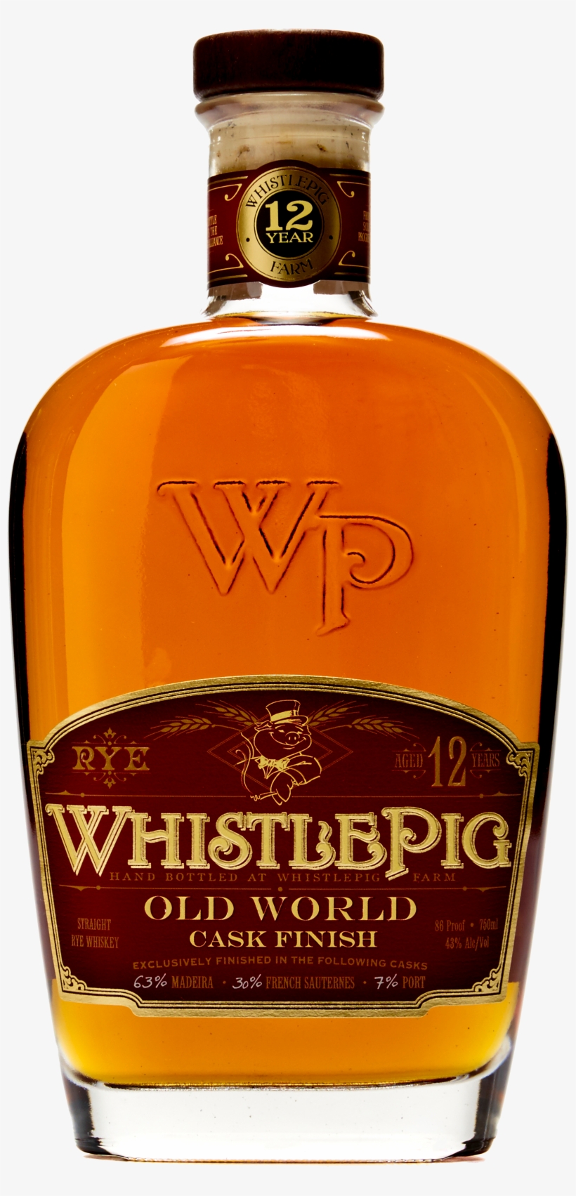 12yr Btl Shot Transparent [image] - One World Whistlepig Old World 12 Year Rye Whiskey, transparent png #3107476